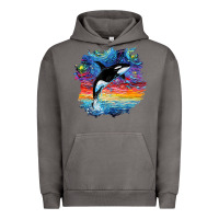 Pigment Tornado Orca Killer Whale Starry Night Impressionist Dog Art By Aja Urban Hoodie - PixelFlow