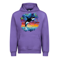 Tulip Orca Killer Whale Starry Night Impressionist Dog Art By Aja Urban Hoodie - PixelFlow