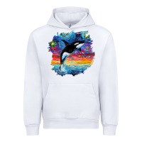 White Orca Killer Whale Starry Night Impressionist Dog Art By Aja Urban Hoodie - PixelFlow