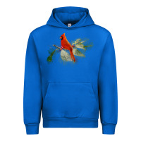 Cobalt wild red cardinal bird long sleeve Urban Hoodie - PixelFlow