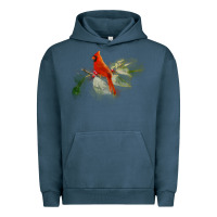 Pigment Midnight Navy wild red cardinal bird long sleeve Urban Hoodie - PixelFlow