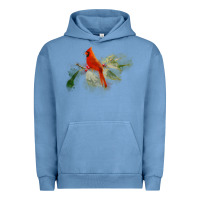 Pigment Pebble Blue wild red cardinal bird long sleeve Urban Hoodie - PixelFlow