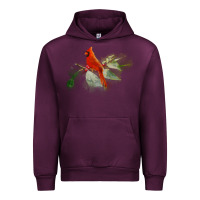 Mauve Wine wild red cardinal bird long sleeve Urban Hoodie - PixelFlow