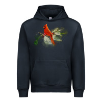 Navy wild red cardinal bird long sleeve Urban Hoodie - PixelFlow