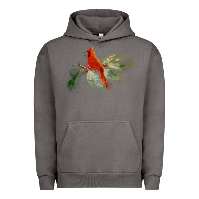 Wild Red Cardinal Bird Long Sleeve Urban Hoodie by PixelFlow | Teevron