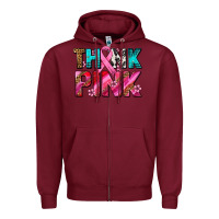 Burgundy think pink cancer ribbon Zipper Hoodie - AdoDesignShop