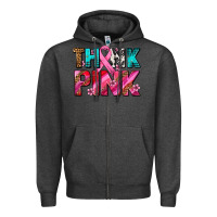 Charcoal Heather think pink cancer ribbon Zipper Hoodie - AdoDesignShop