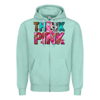 Seafoam think pink cancer ribbon Zipper Hoodie - AdoDesignShop