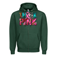 Sports Green think pink cancer ribbon Zipper Hoodie - AdoDesignShop