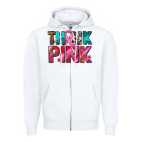 White think pink cancer ribbon Zipper Hoodie - AdoDesignShop