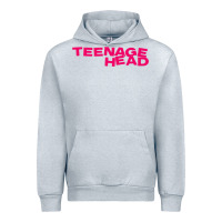 Heather Grey Teenage Head Print (Pink) Plain Urban Hoodie - PixelFlow