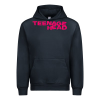 Navy Teenage Head Print (Pink) Plain Urban Hoodie - PixelFlow