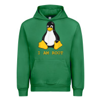 Emerald Linux Mascot Tux the Penguin I Am Root TShirt Men Women Kids Urban Hoodie - PixelFlow
