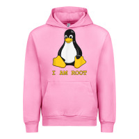 Fuchsia Pink Linux Mascot Tux the Penguin I Am Root TShirt Men Women Kids Urban Hoodie - PixelFlow