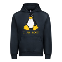Navy Linux Mascot Tux the Penguin I Am Root TShirt Men Women Kids Urban Hoodie - PixelFlow