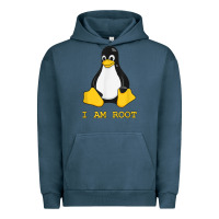 Pigment Midnight Navy Linux Mascot Tux the Penguin I Am Root TShirt Men Women Kids Urban Hoodie - PixelFlow