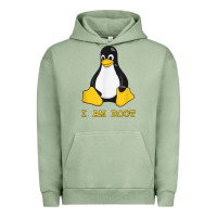 Pigment Oil Green Linux Mascot Tux the Penguin I Am Root TShirt Men Women Kids Urban Hoodie - PixelFlow