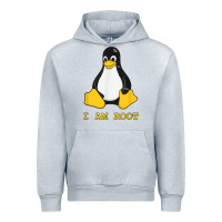 Heather Grey Linux Mascot Tux the Penguin I Am Root TShirt Men Women Kids Urban Hoodie - PixelFlow