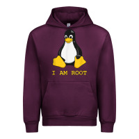 Mauve Wine Linux Mascot Tux the Penguin I Am Root TShirt Men Women Kids Urban Hoodie - PixelFlow