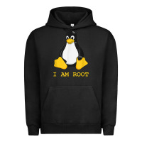 Pigment Black Linux Mascot Tux the Penguin I Am Root TShirt Men Women Kids Urban Hoodie - PixelFlow