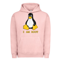 Pigment Salmon Linux Mascot Tux the Penguin I Am Root TShirt Men Women Kids Urban Hoodie - PixelFlow