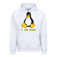 White Linux Mascot Tux the Penguin I Am Root TShirt Men Women Kids Urban Hoodie - PixelFlow