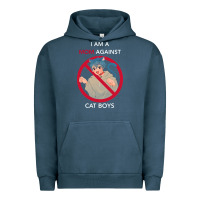 Pigment Midnight Navy i am a mom against cat boys Urban Hoodie - PixelFlow