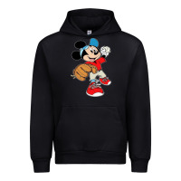 Black micky-playing-baseball-cartoon-illustration-- Urban Hoodie - PixelFlow