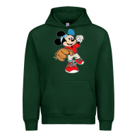 Forest Green micky-playing-baseball-cartoon-illustration-- Urban Hoodie - PixelFlow