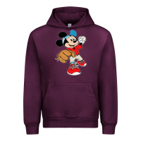 Mauve Wine micky-playing-baseball-cartoon-illustration-- Urban Hoodie - PixelFlow