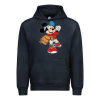 Navy micky-playing-baseball-cartoon-illustration-- Urban Hoodie - PixelFlow