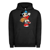 Pigment Black micky-playing-baseball-cartoon-illustration-- Urban Hoodie - PixelFlow