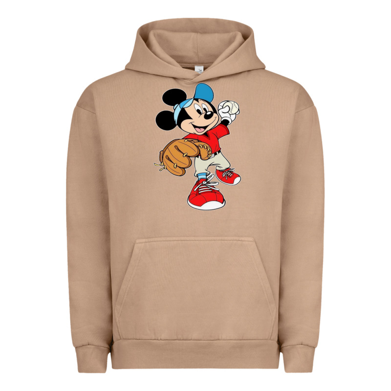 Micky-playing-baseball-cartoon-illustration-- Urban Hoodie by PixelFlow | Teevron