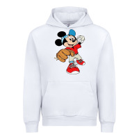 White micky-playing-baseball-cartoon-illustration-- Urban Hoodie - PixelFlow
