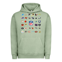 Pigment Oil Green american football team collage    wall art Urban Hoodie - PixelFlow