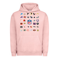 Pigment Salmon american football team collage    wall art Urban Hoodie - PixelFlow
