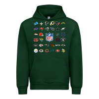 Forest Green american football team collage    wall art Urban Hoodie - PixelFlow