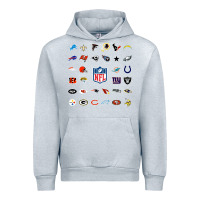 Heather Grey american football team collage    wall art Urban Hoodie - PixelFlow