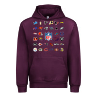 Mauve Wine american football team collage    wall art Urban Hoodie - PixelFlow
