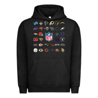 Pigment Black american football team collage    wall art Urban Hoodie - PixelFlow