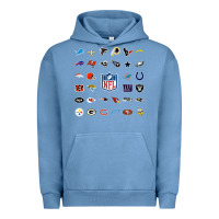Pigment Pebble Blue american football team collage    wall art Urban Hoodie - PixelFlow