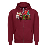 Burgundy Christmas nurse Zipper Hoodie - AdoDesignShop