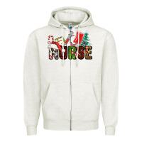 Oatmeal Heather Christmas nurse Zipper Hoodie - AdoDesignShop