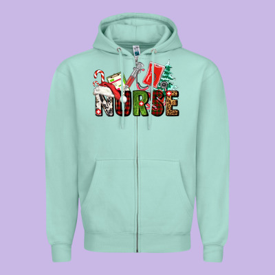 Christmas Nurse Zipper Hoodie Designed By Adodesignshop