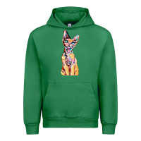 Emerald Colorful Cat Urban Hoodie - PixelFlow