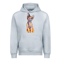 Heather Grey Colorful Cat Urban Hoodie - PixelFlow