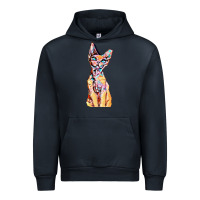 Navy Colorful Cat Urban Hoodie - PixelFlow