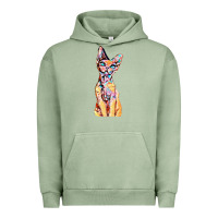 Pigment Oil Green Colorful Cat Urban Hoodie - PixelFlow