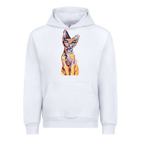 White Colorful Cat Urban Hoodie - PixelFlow