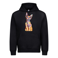Black Colorful Cat Urban Hoodie - PixelFlow